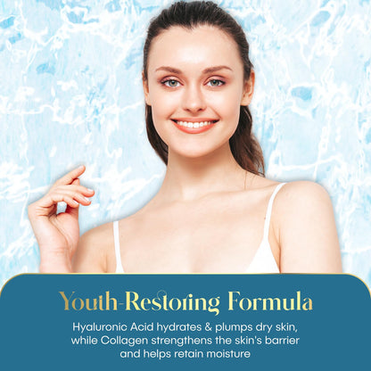 Hyaluronic & Collagen Wrinkle Reducing Facial Serum - Promotes Deep Hydration & Water Retention - Plumps, Smooths & Rejuvenates Compexion - Skin Care Made in Korea - 1.69 FL.OZ.
